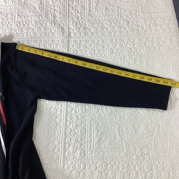 Vintage Jenny Retro Full Zip Sweater Women’s Size Large Black w/Red White Stripe - Picture 7 of 11